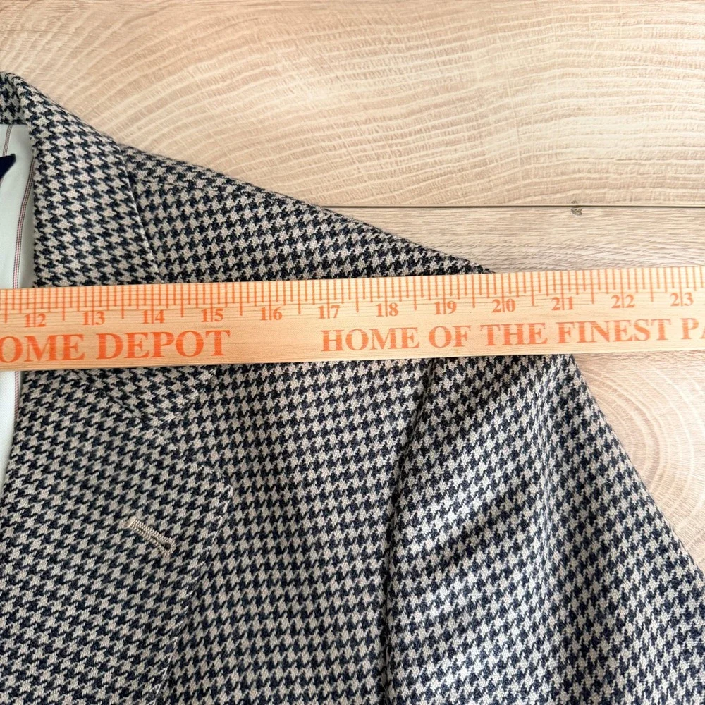 Vintage USA Tommy Hilfiger Houndstooth Sport Coat Blazer Wool Mens 43R Tan
